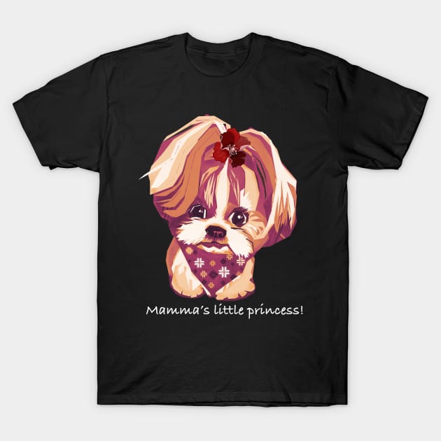 Shih Tzu Dog’s Cute Portrait in Digital Pop Art Style T-Shirt by Shadesandcolor